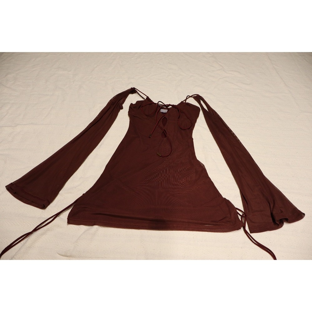 Outcast Whimsigoth, Witchy Womens Med. Mesh Dress Cold Shoulder Bell Sleeve